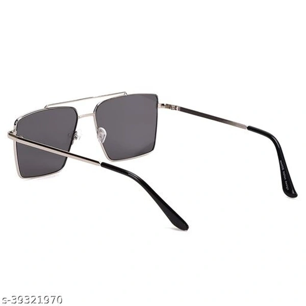 Retro Rectangular Aviator Sunglasses Premium Glass Lens  Flat Metal Sun Glasses Men Women - Free Size