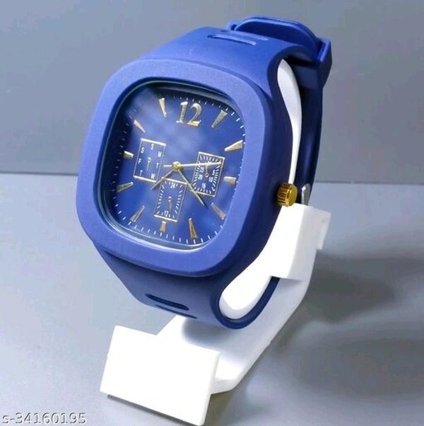 New Men Blue Rubber Analog Watch  - Free Size