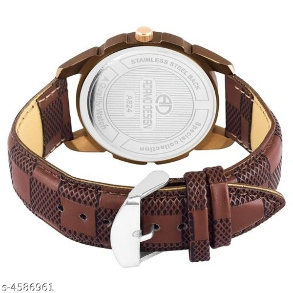 Attractive Men Brown Synthetic Leather Analog Watch  - Free Size