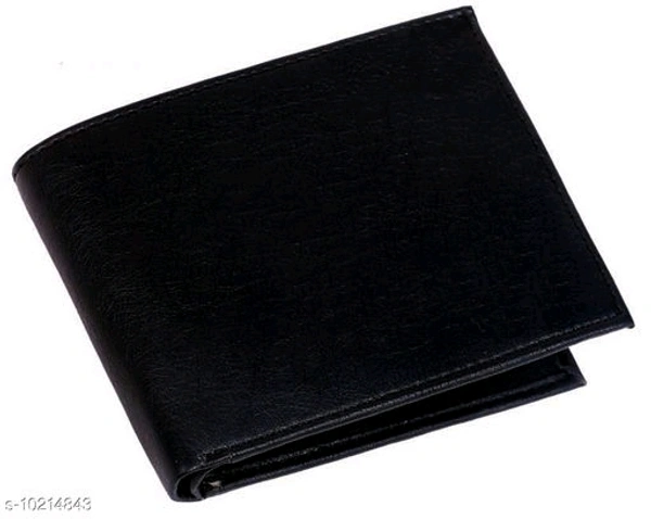 Trendy Men Black Two Fold PU Wallet  - Free Size