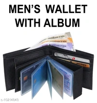 Trendy Men Black Two Fold PU Wallet  - Free Size