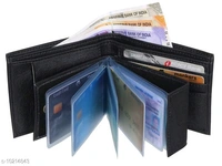 Trendy Men Black Two Fold PU Wallet  - Free Size