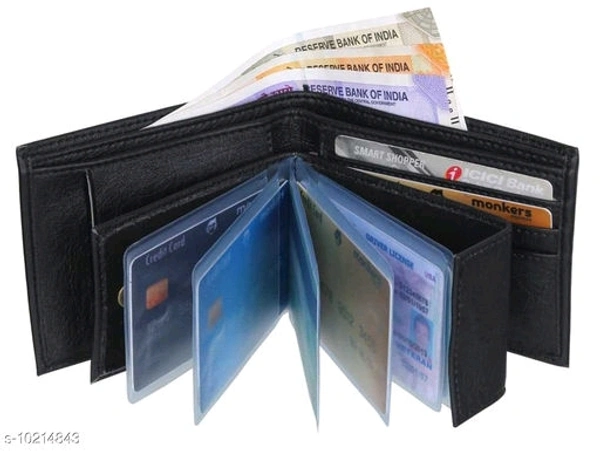 Trendy Men Black Two Fold PU Wallet  - Free Size