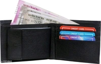 Trendy Men Black Two Fold PU Wallet  - Free Size