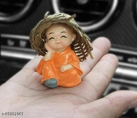 Handcrafted Marble Baby Laughing Buddha Statue Home Decor Showpiece Idol (6 x 4 x 3 cm, Multicolour) - Set of 4