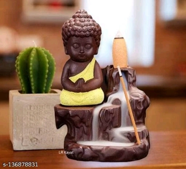 Ashi Enterprises Smoke Buddha Backflow incense burner with 20 Free Smoke Backflow Incense Cone