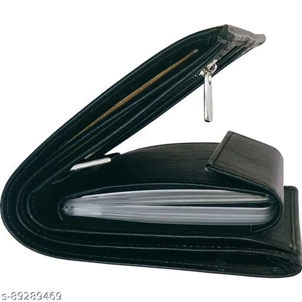 Stylish Men Casual Black Artificial Leather Wallet Mini - Free Size