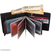 Stylish Men Casual Black Artificial Leather Wallet Mini - Free Size