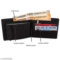 Stylish Men Casual Black Artificial Leather Wallet Mini - Free Size