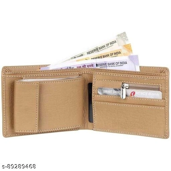 Trendy Men Beige Artificial Leather Wallet - Mini  - Free Size