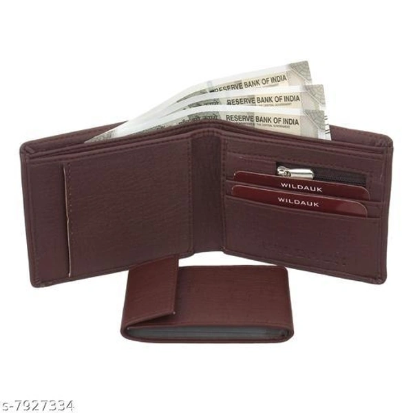 WILDUAK Men Casual Travel Formal Brown Artificial Leather Wallet - Regular Size  - Free Size