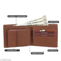 WILDUAK Men Casual Travel Formal Tan Artificial Leather Wallet - Regular Size  - Free Size