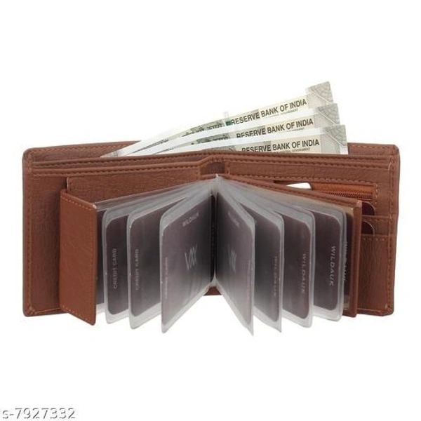 WILDUAK Men Casual Travel Formal Tan Artificial Leather Wallet - Regular Size  - Free Size
