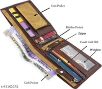 Trendy Men Brown Card And Money Organisers PU Wallet  - Free Size