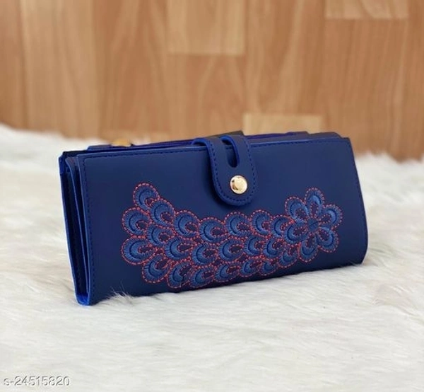 Trendy Women's Blue PU Wallet  - Free Size