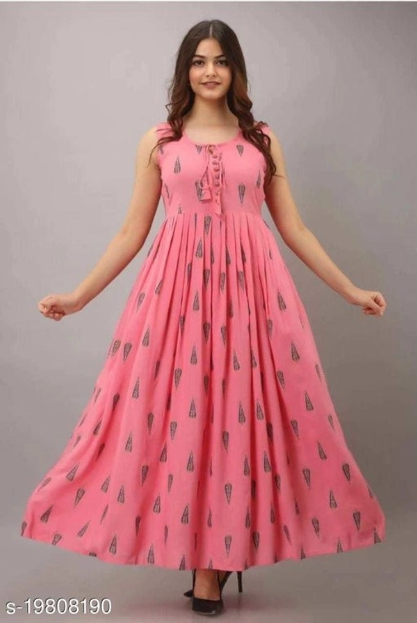 Rayon Printed Anarkali Long Kurti Cum Gown  - Xl