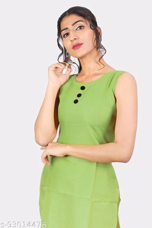 Kangobi Fashion Women's Solid Cotton Slub Straight Kurta - L