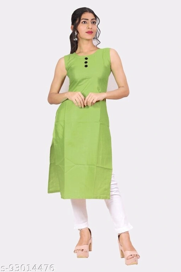 Kangobi Fashion Women's Solid Cotton Slub Straight Kurta - L
