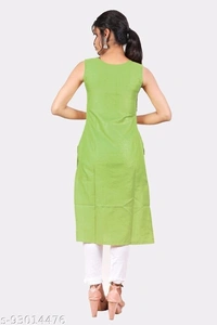 Kangobi Fashion Women's Solid Cotton Slub Straight Kurta - L