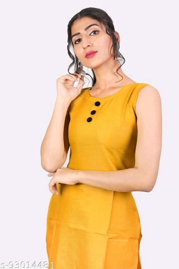 Kangobi Fashion Women's Solid Cotton Slub Straight Kurta - M