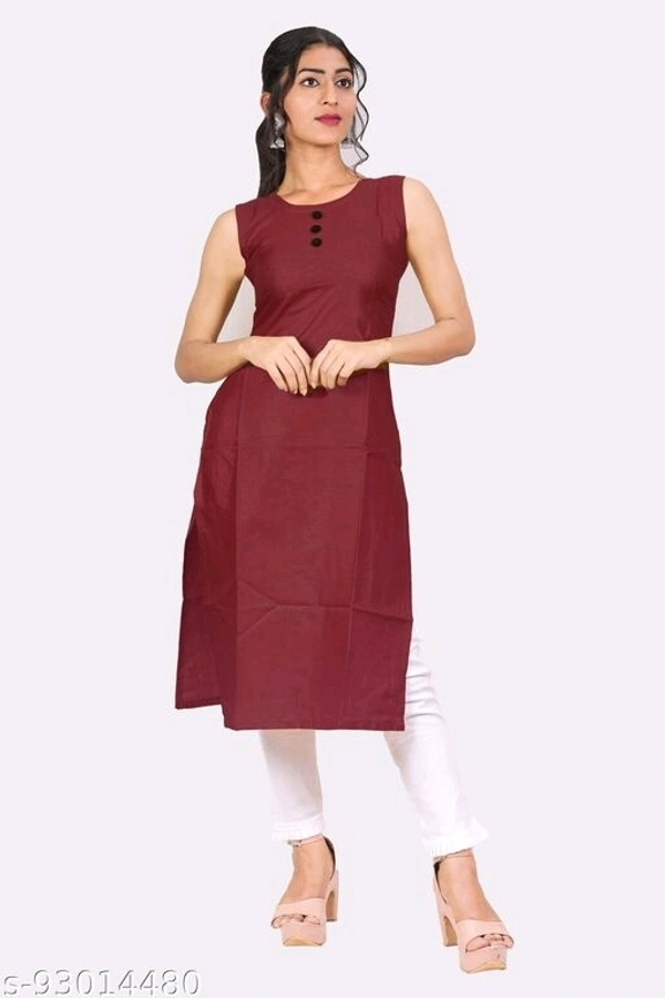 Kangobi Fashion Women's Solid Cotton Slub Straight Kurta - M