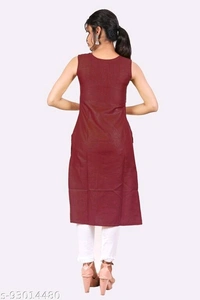 Kangobi Fashion Women's Solid Cotton Slub Straight Kurta - Xl