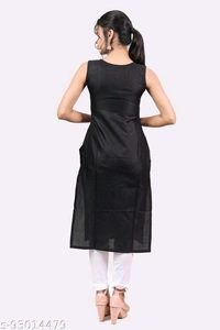 Kangobi Fashion Women's Solid Cotton Slub Straight Kurta - XXL