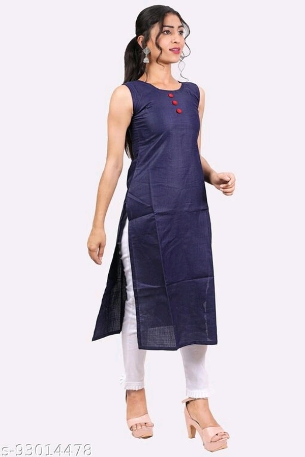 Kangobi Fashion Women's Solid Cotton Slub Straight Kurta - L