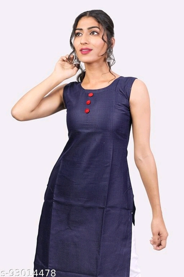 Kangobi Fashion Women's Solid Cotton Slub Straight Kurta - Xl