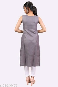 Kangobi Fashion Women's Solid Cotton Slub Straight Kurta - S