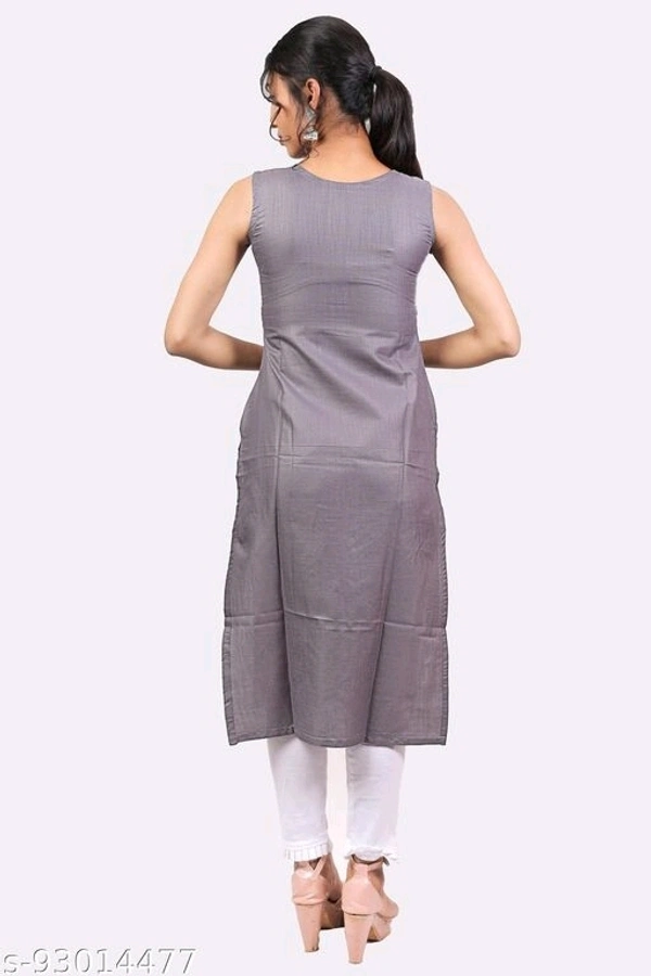 Kangobi Fashion Women's Solid Cotton Slub Straight Kurta - S