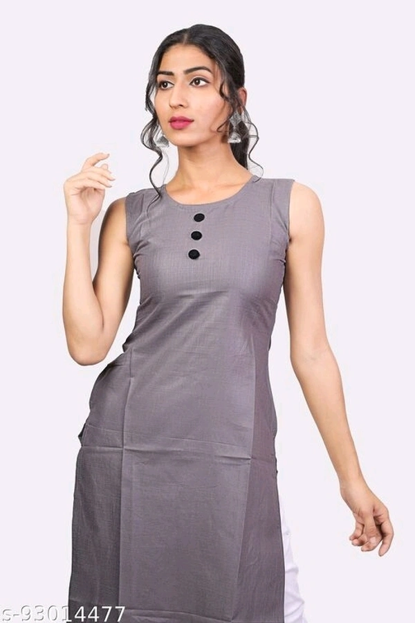 Kangobi Fashion Women's Solid Cotton Slub Straight Kurta - Xl