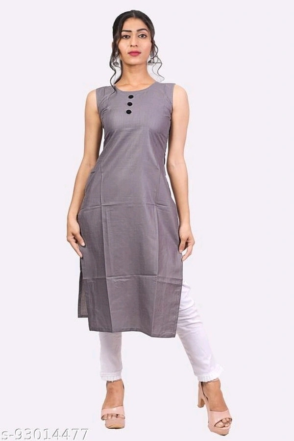 Kangobi Fashion Women's Solid Cotton Slub Straight Kurta - Xl