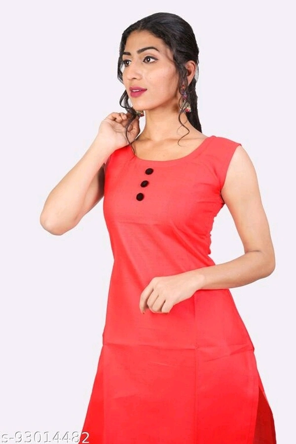 Kangobi Fashion Women's Solid Cotton Slub Straight Kurta - L