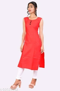 Kangobi Fashion Women's Solid Cotton Slub Straight Kurta - Xl