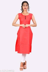Kangobi Fashion Women's Solid Cotton Slub Straight Kurta - Xl