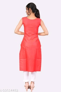 Kangobi Fashion Women's Solid Cotton Slub Straight Kurta - Xl