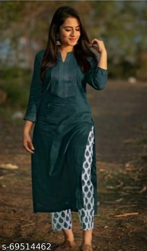 VC Presents Green Tagai Kurti Pant  - L
