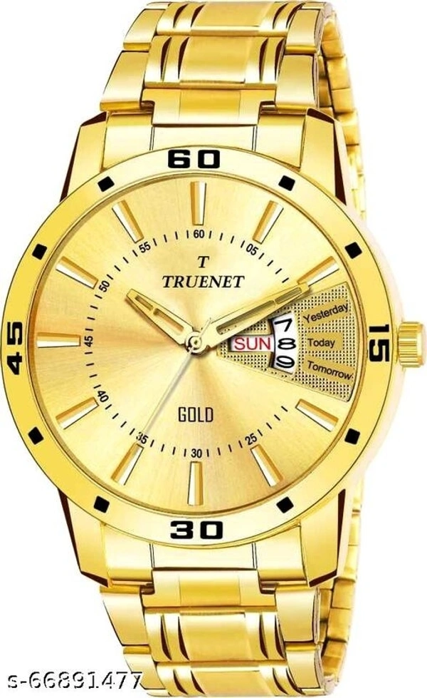 Men Gold Stainless Steel Casual Analog Watch  - Free Size
