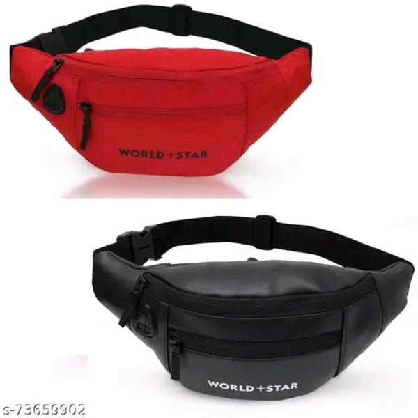 rock combo red & leather black waist bag