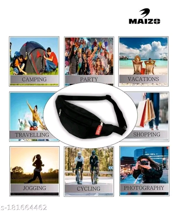 Maizo  Waist Bag / Belt Bag / Hiking Travel Bag / Chest Bag / Shoulder Bag / Zip Pouch  / Side Bag /Camping Running Sports Outdoors  For Men & Women With Adjustable Strap
