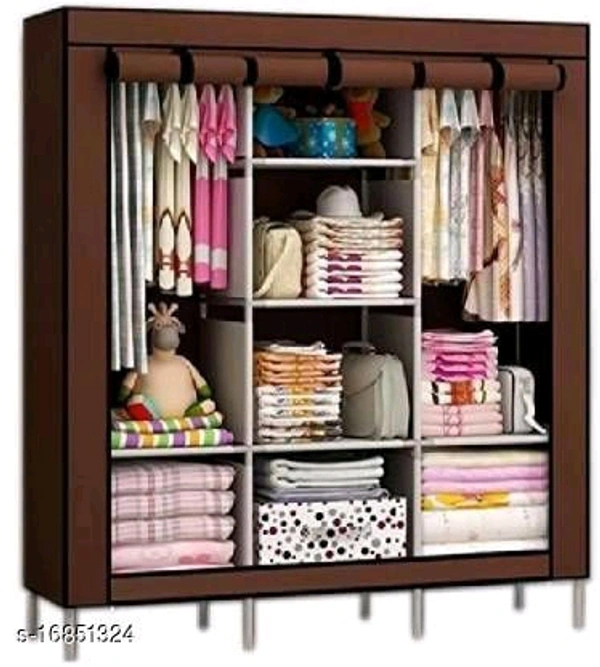 Foldable Wardrobes - Product Length: 51 InchProduct Height: 68.5 InchProduct Breadth: 17.5 Inch, Brown