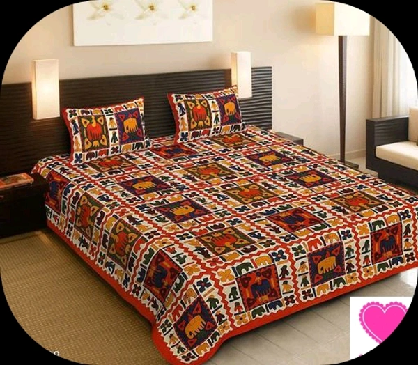 Cotten Printed Double Bedsheet - Description: It Has 1 Piece Of Double Bedsheet With 2 Pieces Of Pillow Covers 