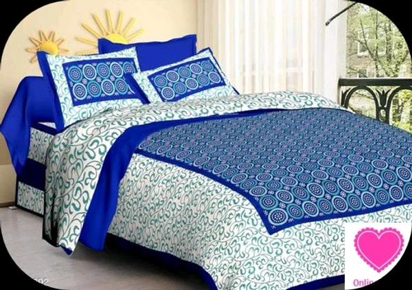 Cotten Printed Double Bedsheet - Dimension: (L X W) - Bedsheet - 93 in X 108 in Pillow Cover - 27 in X 17 in