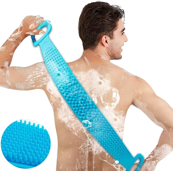 Silicone Body Back Scrubber, Double Side Bathing Brush for Skin Deep Cleaning Massage, Dead Skin Removal Exfoliating Belt for Shower Clean, doctor belt Well for Men & Women (Multicolor) 