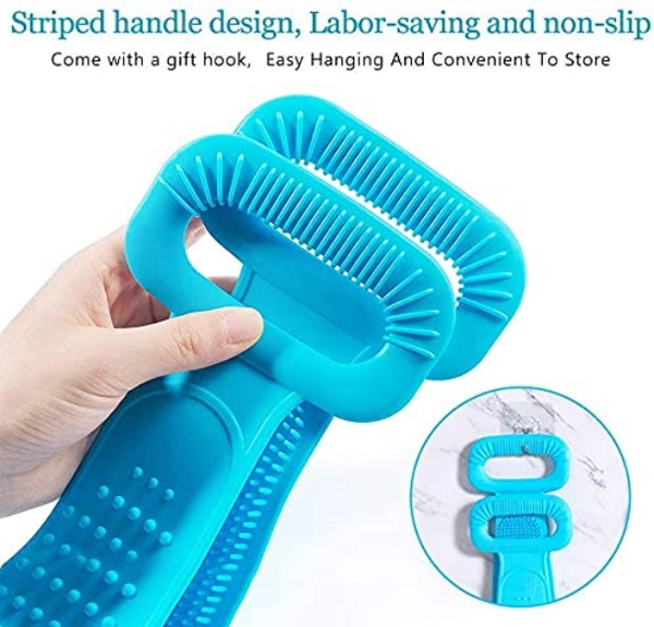 Silicone Body Back Scrubber, Double Side Bathing Brush for Skin Deep Cleaning Massage, Dead Skin Removal Exfoliating Belt for Shower Clean, doctor belt Well for Men & Women (Multicolor) 