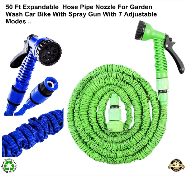 50 Ft Expandable Hose Pipe Nozzle For Garden Wash Car Bike With Spray Gun