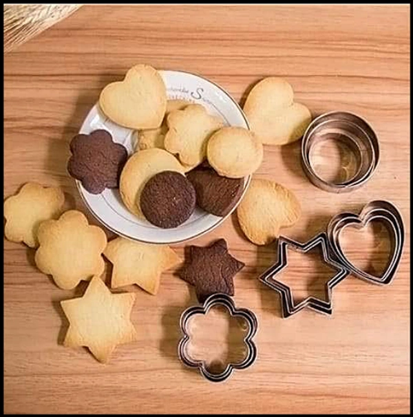 Cookie Cutter 12Pcs/Set Pastry Fruit Molds Stainless Steel Heart Flower Round Star Biscuit Mould Fondant Cutting Cutters Mould (Set-1)