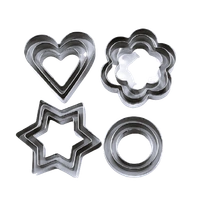 Cookie Cutter 12Pcs/Set Pastry Fruit Molds Stainless Steel Heart Flower Round Star Biscuit Mould Fondant Cutting Cutters Mould (Set-1)