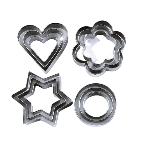 Cookie Cutter 12Pcs/Set Pastry Fruit Molds Stainless Steel Heart Flower Round Star Biscuit Mould Fondant Cutting Cutters Mould (Set-1)